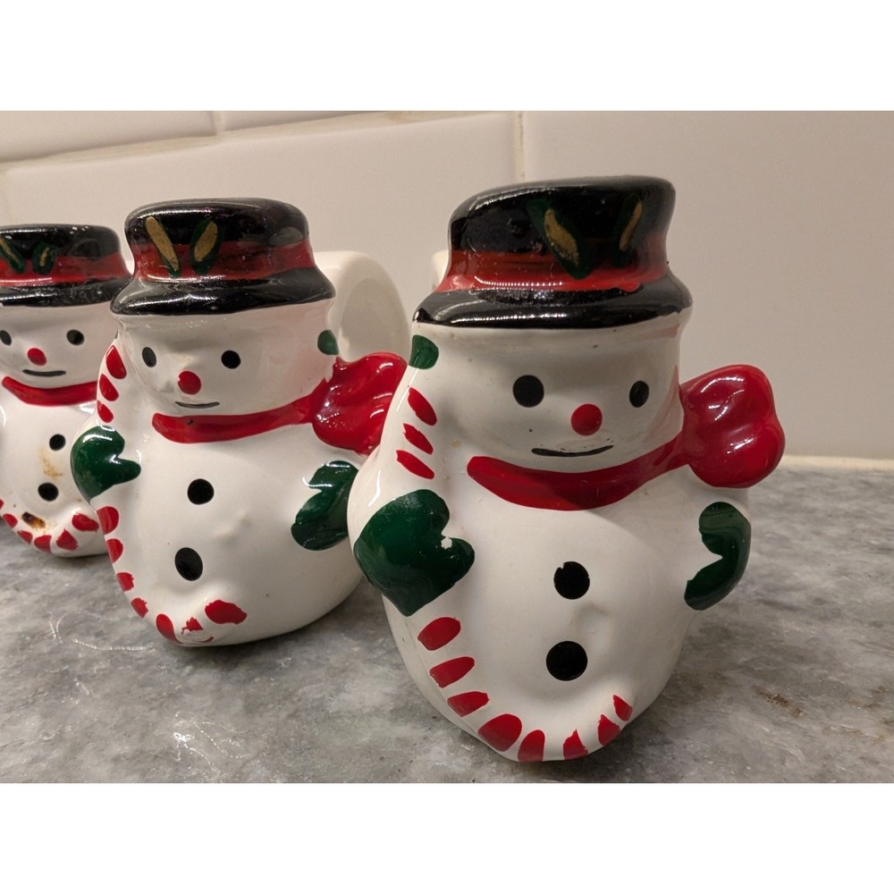 Set of 6 Vintage Ceramic Jolly Snowmen w Napkin Holders, Made In The Philippines - Picture 3 of 14